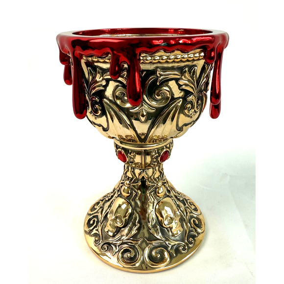 Bath & Body Works Blood Drip Skull Chalice 3 Wick Halloween Candle Holder 7.25" - Picture 1 of 8